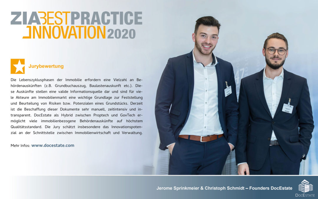 ZIA kürt DocEstate zu den Best Practice-Innovationen 2020